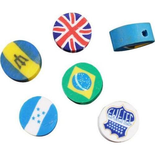 50pcs/lot creative rubber national flag beads connectors for diy hair clip jewelry making accessories material 10mm loose beads