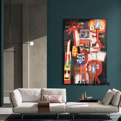 Abstract Graffiti Art Karel Appel Masterpiece Questioning Children Canvas Painting Posters And Prints for Living Kids Room Decor