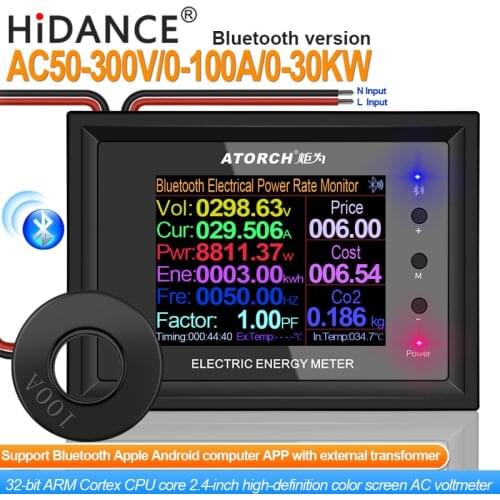 AT24CB AC300V 100A Digital Voltage Meter Power Energy Voltmeter Ammeter current Volt wattmeter detector CT Transformer