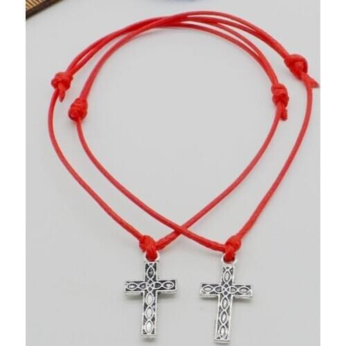 Free Ship 100pcs Cross String Lucky Red wax Cord Adjustable Bracelet NEW HOT