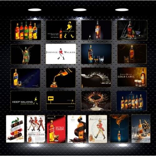 Keep Walking Johnnie Walker Whiskey Beer Metal Tin Signs Red Bule Gold Label Wine Wall Poster Bar Pub Party Home Decor YN189