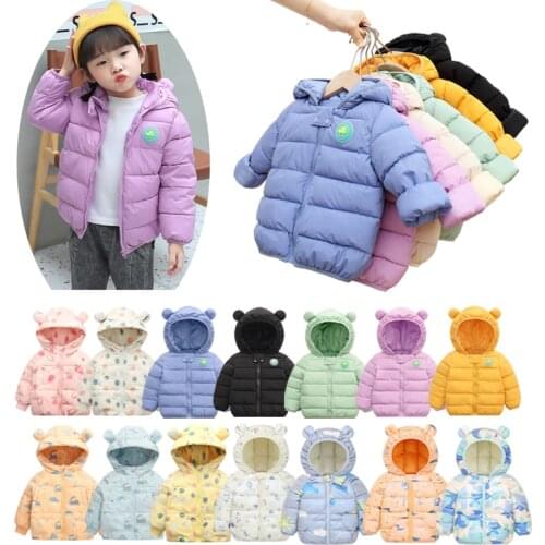 Baby Girls Hooded Down Jackets For Kids Coats Autumn Boys Cartoon Warm Winter Coat Jacket Toddler Girl Zipper Jacket Outerwear