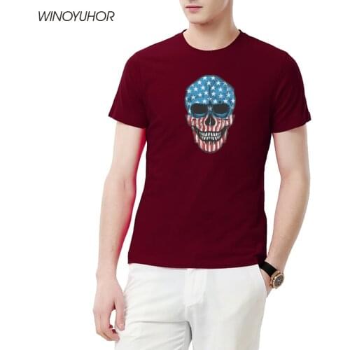 New Fashion Clothing Men Funny Cool 3D Print American Flag Skull T-Shirts Harajuku Skeleton Tops Tees Plus Size Casual Tshirt