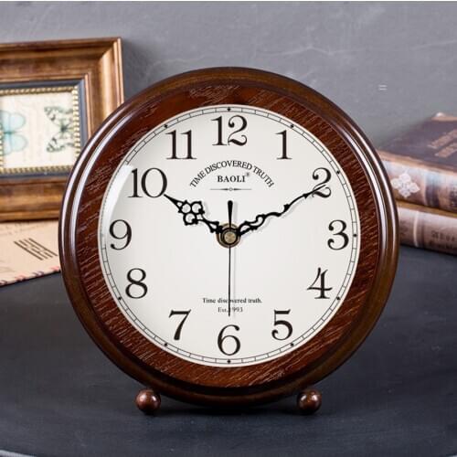 Hot European Wood Table Clock Home Decoration American Simple Mute Living Room Desk Clock Table Watch Bedroom Clocks Ornaments