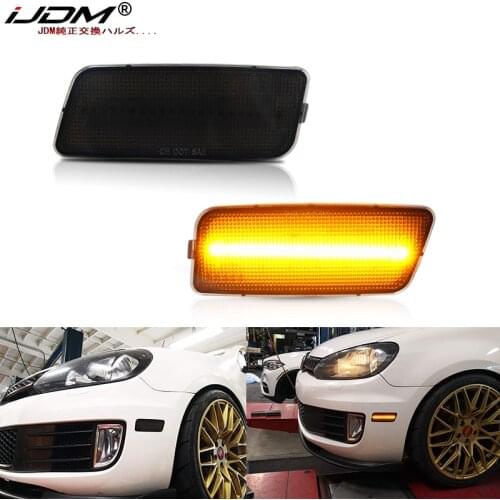 IJDM Amber Yellow Full LED Bumper Side Marker Light For Volkswagen MK6 Golf or GTI 2010-2014, Replace OEM Front Sidemarker Lamps