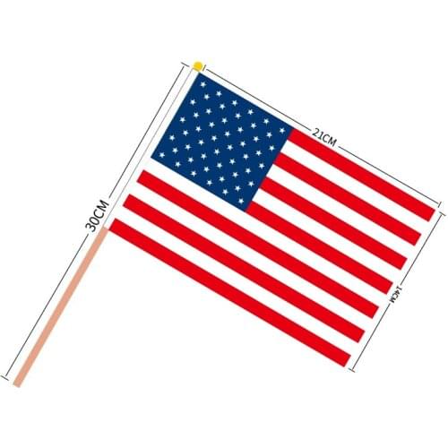 100pcs/lot 14*21CM USA Flag hand wave American flag Family/Office Decoration/Activity/parade/Festival/brazil