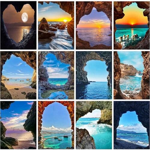 FIYO Full Square/Round Drill 5D DIY Diamond Painting "Seaside Sunrise Scenery" Embroidery Cross Stitch Home Decor Mosaic Gift