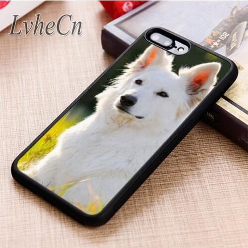 LvheCn Beautiful White German Shepherd Dog phone Case For iPhone 5 6 6s 7 8 plus X XR XS max 11 12 Pro Samsung Galaxy S8 S9 S10