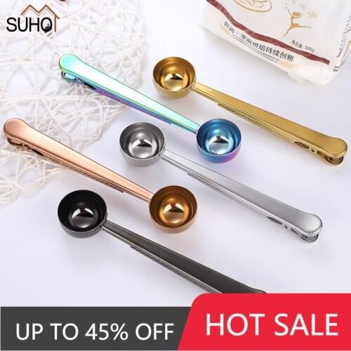 Colourful Coffee Scoop and Bag Clip For Kitchen Supply Milk Powder Liquid Seasoning Good Sealing Measuring Spoons Coffeeware