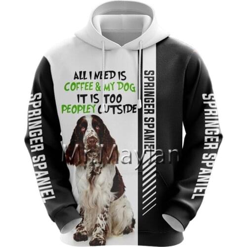Springer Spaniel 3D Printed Jacket Men/Women Harajuku Hoodie Unisex Casual Streetwear Sweatshirt Pullover sudadera hombre JP0412