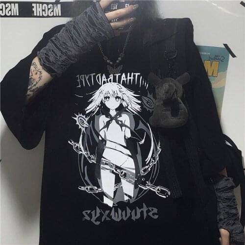 Summer short-sleeved T-shirt Goth Female T-piece Aesthetic Loose Women T-shirt anime T-shirt Harajuku Clothing y2k Tshirt Girl