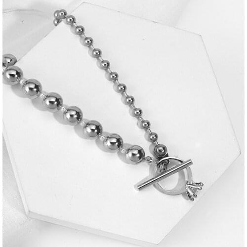 Lifefontier Punk Silver Color Beads Chain Lariat Necklace Choker Women Crystal Rings Pendant Necklace for Women Party Jewelry