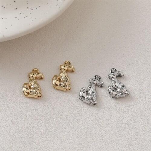 New style 40pcs/lot animals cartoon Double sided rabbit shape copper floating locket charm diy jewelry earring/garment accessory