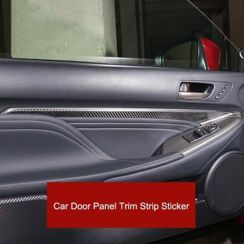 QHCP 2Pcs/Set Carbon Fiber Car Door Inner Side Panel Sticker Strip Trim Decoration Special For Lexus RC300 200T Auto Accessories