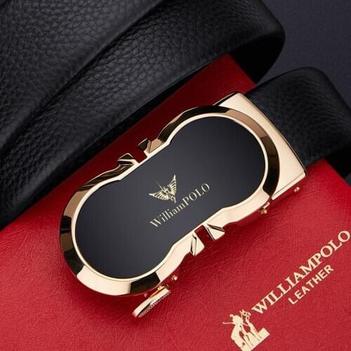 WILLIAMPOLO new style mens belt mens leather automatic buckle cowhide mens belt casual wild fathers birthday gift