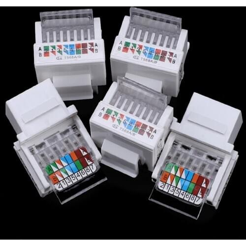 5pcs RJ45 Network Connector Cat5e Network Module Plug Network Crystal Heads Computer Outlet Cable Adapter Jack