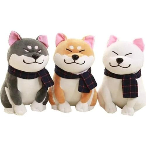 25cm Scarf Shiba Inu Japanese Stuffed Cotton Soft Dog Doll Plush Toy Kid Gift