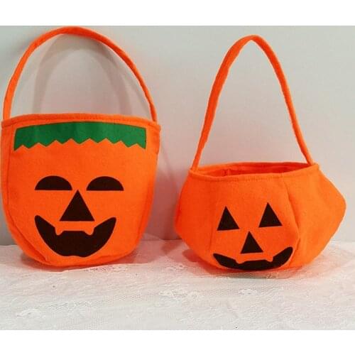 Halloween Foldable Pumpkin Portable Lantern Bag Candy Gift Portable Basket Treat or Trick Decoration Bag Pumpkin Kids Costume