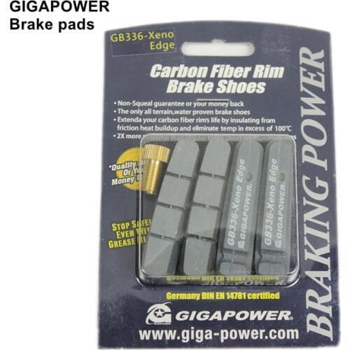 GIGAPOWER all terrain ceramic fiber brake shoes black carbon rims OR aluminium wheelset braking pads shim. compatible