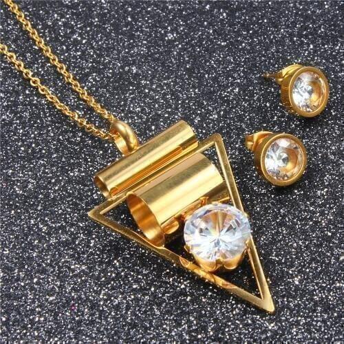 XUANHUA Stainless Steel Earrings Necklace Jewelry Sets For Women Fashion Gold Wedding Set Accessories Jewellery Necklace Set