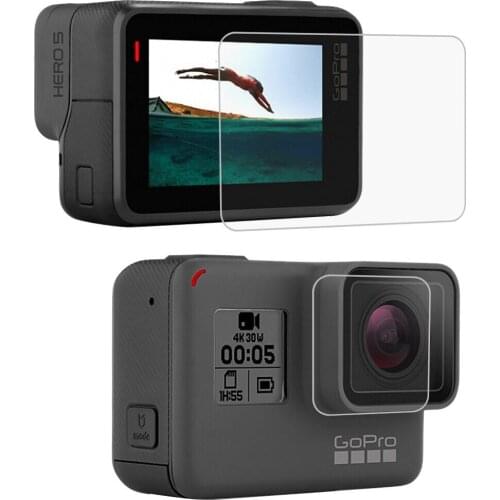 Toughened Glass Lens + Tempered Glass LCD Screen Protector For GoPro HERO 5 Sports Cameras