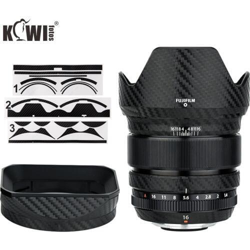 Anti-Scratch Lens Protector Carbon Fiber Film For FUJINON XF16mm F1.4 R WR Lens & FUJIFILM LH-XF16 Lens Hood Skin 3M Stikcer