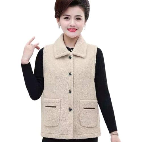 Women Fleece Sleeveless Jackets Vest Solid Pocket Thick Coat Autumn Winter Warm Wool Waistcoat Outwear women plus size S -5XL