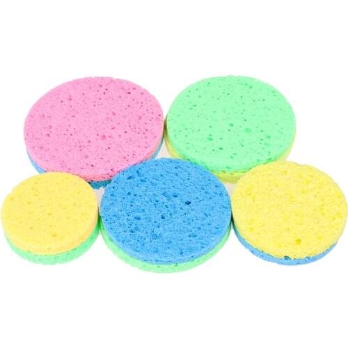 1/5pcs Natural Wood Pulp Sponge Cellulose Compress Cosmetic Puff Facial Washing Sponge Face Care Cleansing Makeup Remover Tool