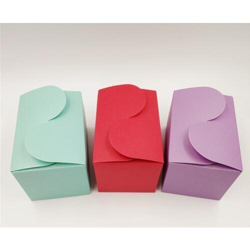 100Pcs/Lot 9x6x6cm Natural Pure Candy Colors Paper Card S-Box Romantic Square Container For Store Wedding Valentine`s Day Gifts