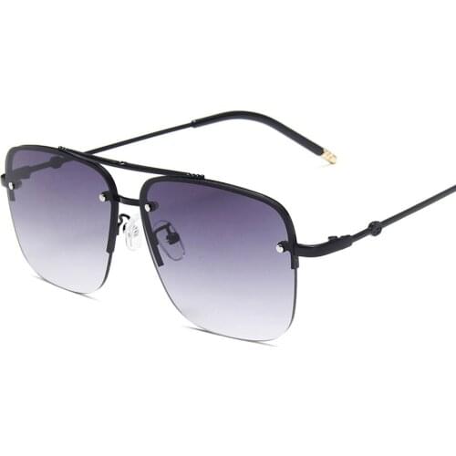 2021 Classic Trendy Square Metal Unisex Sunglasses Brand Design Colorful Gradient Lens Eye Glasses Half Metal Frame Shade Oculos