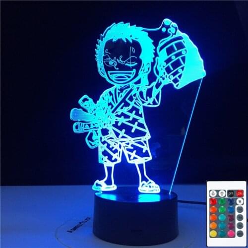 3D-4798 Anime Led Night Light Roronoa Zoro Figure Nightlight for Kids Child Bedroom Decoration Usb Table 3d Lamp Gift