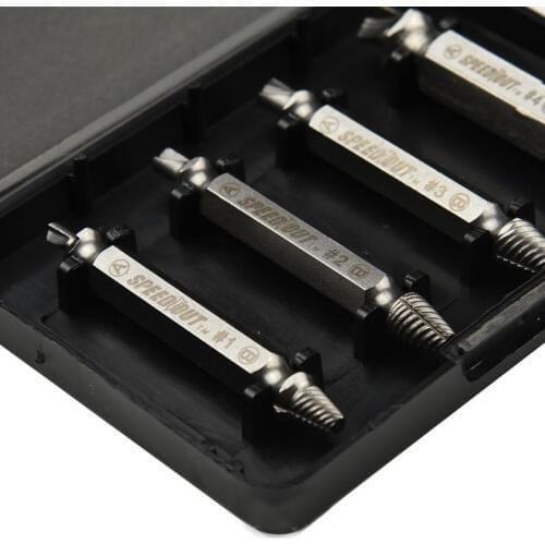 4Pcs/Set Screw Extractor Drill Bits Guide Set Broken Damaged Bolt Remover Double Ended Damaged Screw Extractor 1# 2# 3# 4