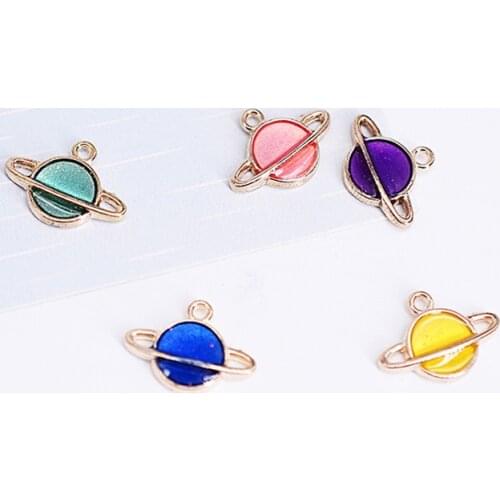 50pcs/Lot Planet 12*16mm Diy Design for Jewelry Making Earring Bracelet or Necklace Handmade Enamel Charms