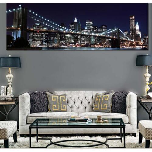 5D diamond painting landscape Manhattan New York Poster Brooklyn Bridge skyline Night Cityscape Pictures for Bedroom Livingroom