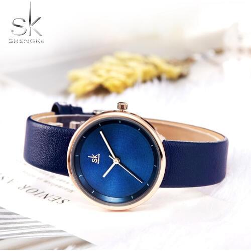 Shengke Womens Watches Top Brand Luxury Ladies Watches Leather Fashion Watch Women Watches Clock Relogio Feminino Reloj Mujer