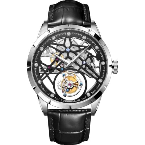 Original Flying Tourbillon Watch Sport Men Mechanical Watches for Men Luxury Skeleton Sapphire Male Clock Men Watch Black 2021