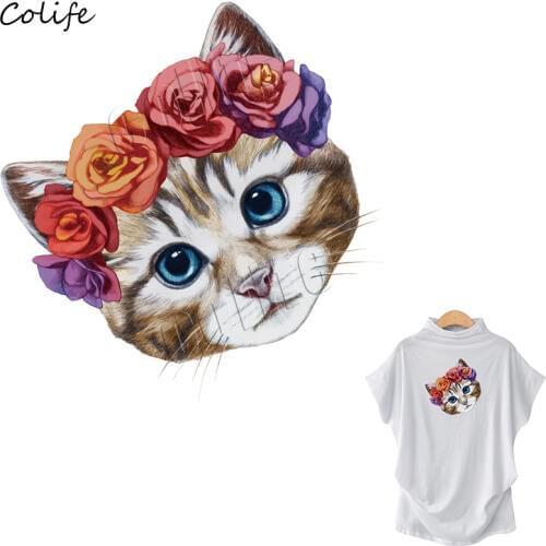 Flower Stickers For Clothes Smile Cat Washable Clothing Deco New Design Diy Accessory Heat Transfer Badges Iron Patches