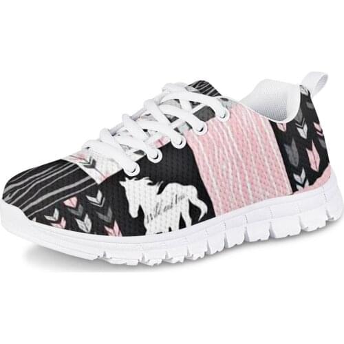HYCOOL Children Shoes Lattice Horse Flower Pattern Girls Boys Breathable Sport Outdoor Mesh Sneakers Kids Footwear Platform
