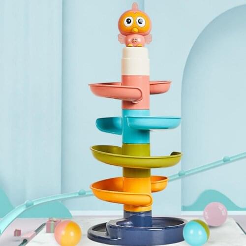 Baby Puzzle Slides Safe Detachable Colorful Ball Tower Toy Cute Chick 1-3 Years Old Toy Assembled Birthday Gift For Boy And Girl