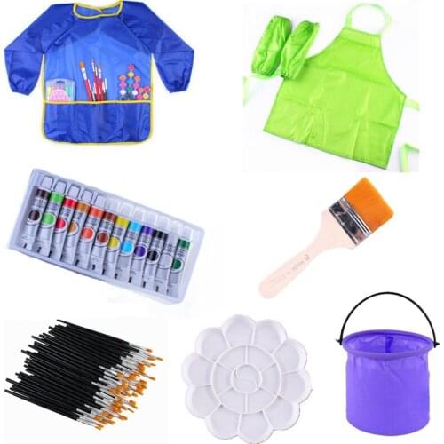 DIY Drawing Art Painted Acrylic Paint Accessories Tools Brush Palette Draw Clothes Set For Kindergarten