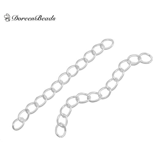 DoreenBeads 100 PCs 50mm x 3mm Silver Color Extended & Extension Jewelry Chains/Tail Extender DIY Necklace Jewelry Accessories