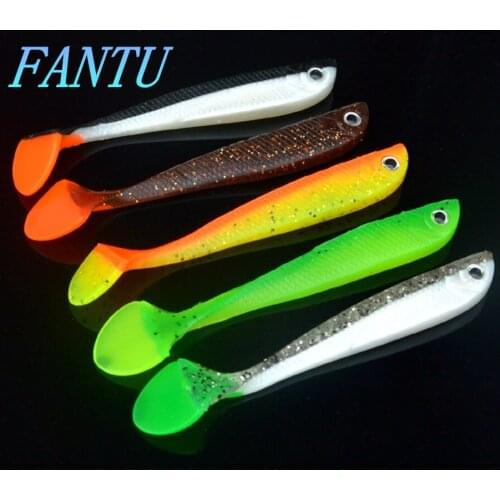 FANTU Two-color T tailBoots tail Soft Baits 6g/11cm Artificial Fishing Lures Leurre Peche Soft Lure Fishing Accessories 8PCS/lot