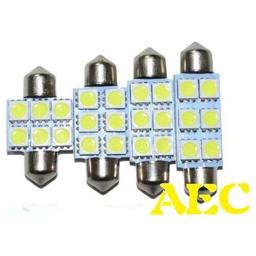 20x C5W Festoon 5050 Dome light 6 SMD 5050 Car Interior Reading License plate light 12V 31mm 36mm 39mm 41mm white