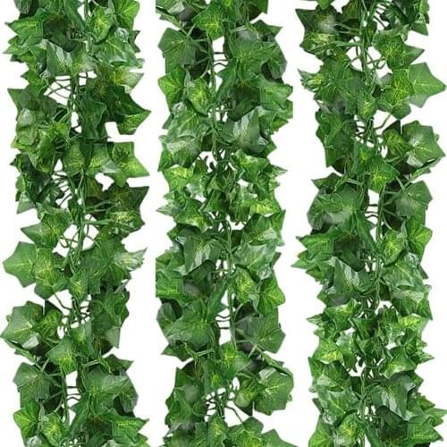 12pcs Imitation Ivy Fake Vines Artificial Ivy Leaf Garland Flower Wreath Simulation Green Plants Printing Creeper Rattan