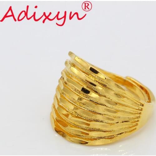 Adixyn Trendy Gold Color Free Size Ring for Women/Girls Middle East/Dubai/Ethiopian/African Wedding Party Jewelry Gifts 072403