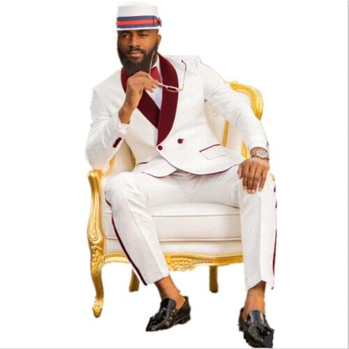 Handsome Groomsmen Embossing Groom Tuxedos Mens Wedding Dress Man Jacket Blazer Prom Dinner (Jacket+Pants+Tie) A11