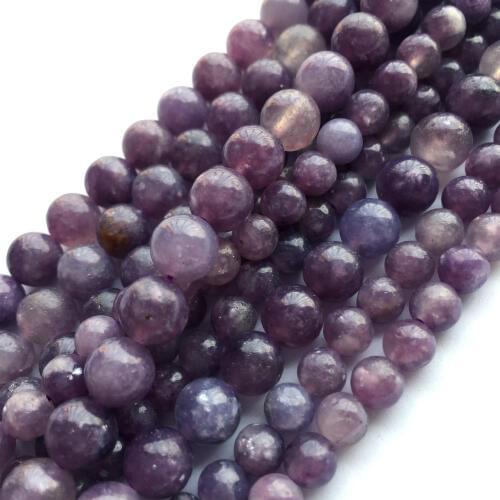 Natural Genuine Pink Purple Blue Lepidolite Stone Round Loose Gemstone Stone Beads 4-12mm 15" 06124