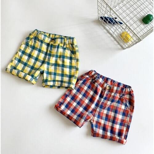 2020 Summer Beach Shorts Baby Infant Boy Shorts Children Casual Plaid Pants Trousers Clothing Elastic Waist Kids Clothes