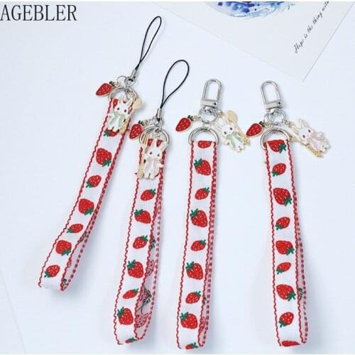 Lovely Japanese Girl Red Strawberry Keychain Key Chain Car Bag Pendent Mobile Accessories Women Pendant Original Deisign
