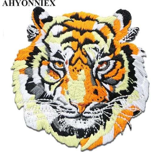 AHYONNIEX Cute Tiger Lion Embroidery Patches for Girls Bag Iron On Patches for Clothes Glue Patch for Kids Clothes Designer